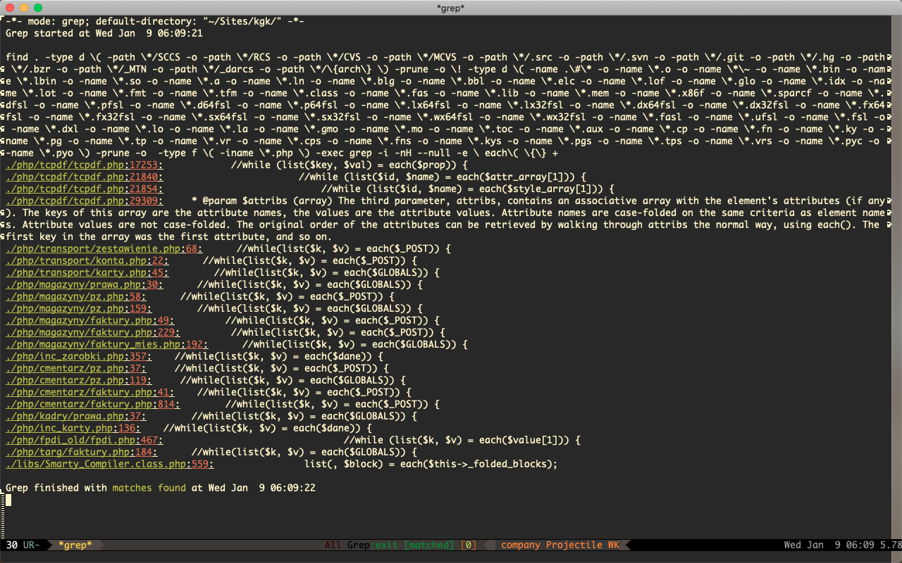Emacs QuickTip #2 – przeszukiwanie projektu